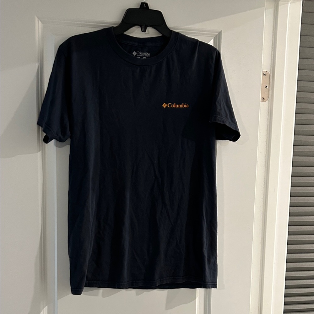 Columbia Men's Navy Blue T-Shirt with Orange Logo